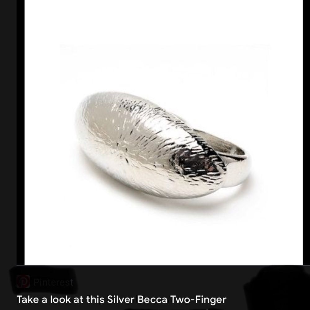 NWT Silver tone Becca double finger ring textured